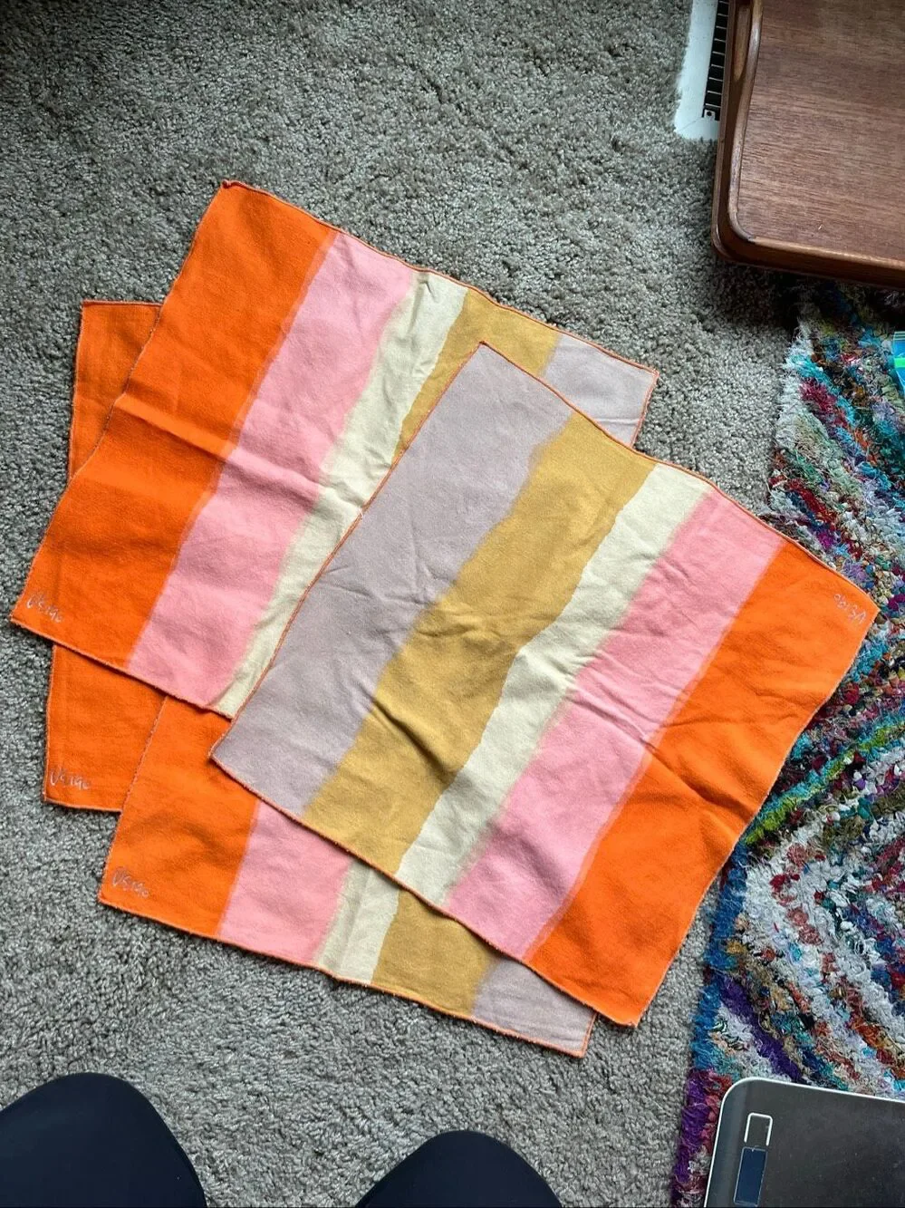 VTG 70s Vera Neumann Abstract Stripe Napkins Set of 4 NWOT Mid Century Modern